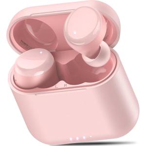 TOZO T6 Wireless Earbuds, Bluetooth Ear Buds, Stereo Sound in Ear Headphones, 50 Hours Playtime, AI Clear Call, Wireless Charging Case, APP Customizable EQs, IPX8 Waterproof Earphones(Pink)