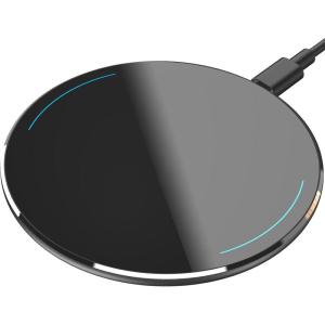 TOZO Wireless Charger 15W Max Fast Wireless Charging Pad Compatible with iPhone 16/16 Plus/16 Pro Max /15/14/13/SE/12 Series, Samsung Galaxy S24/S23/S22 Series (No AC Adapter), Glossy Black(Glossy Black)