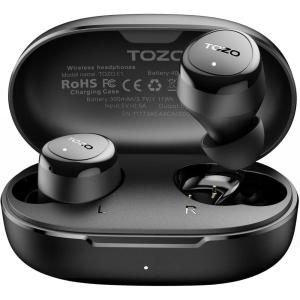 TOZO T12 Wireless Earbuds Bluetooth 5.3 Headphones, Call ENC Noise Cancelling Mic, 55Hrs Playtime App Customize EQ IPX8 Waterproof LED Digital Display Premium Sound Headset(Dark Black)