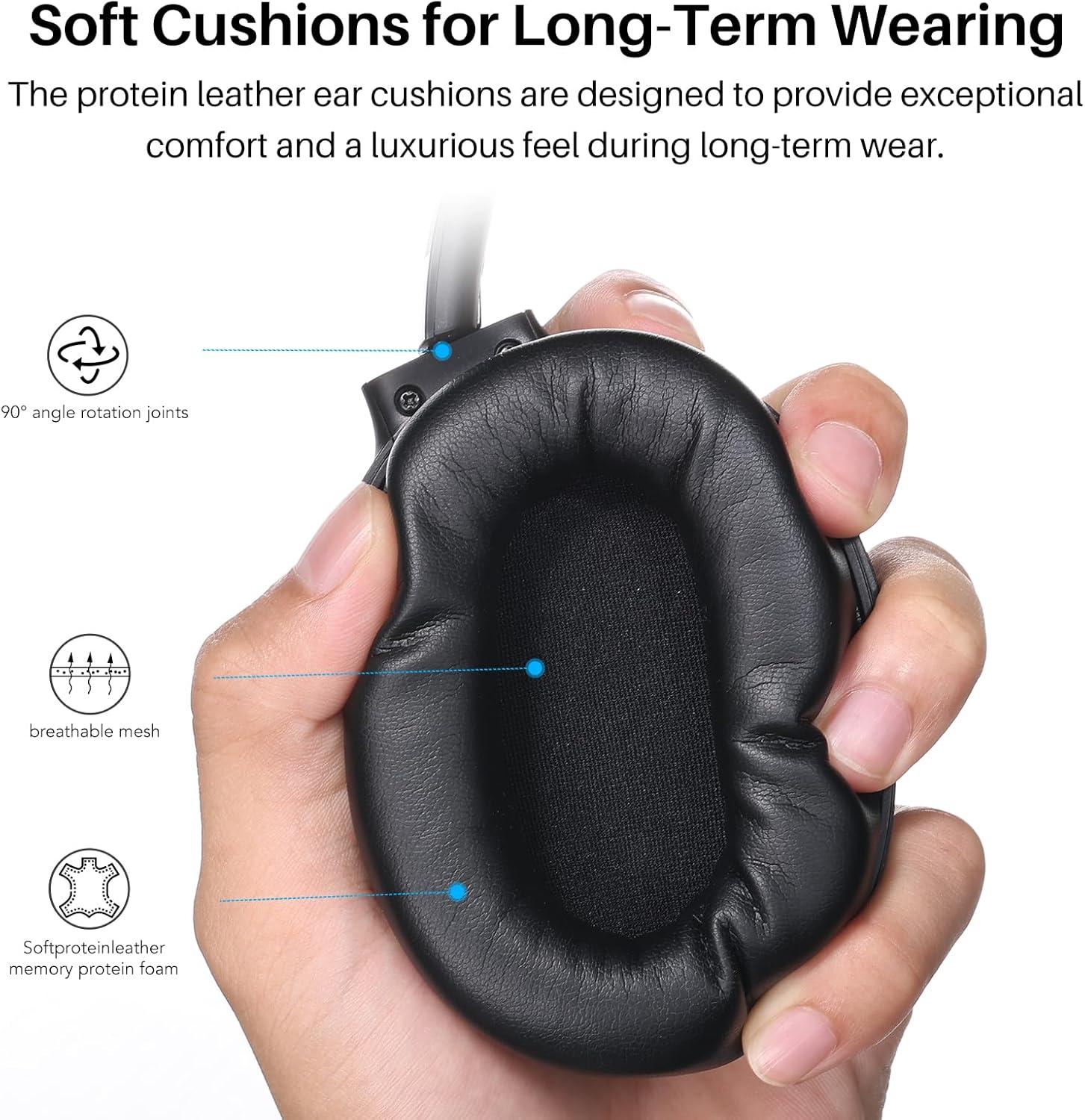 imageTOZO Hybrid Active Noise Cancelling Headphones Wireless Over Ear Bluetooth Headset 60H Playtime HiRes Audio Custom EQ via App Deep Bass Comfort Fit Ear Cups for Home Office Travel WhiteBlack
