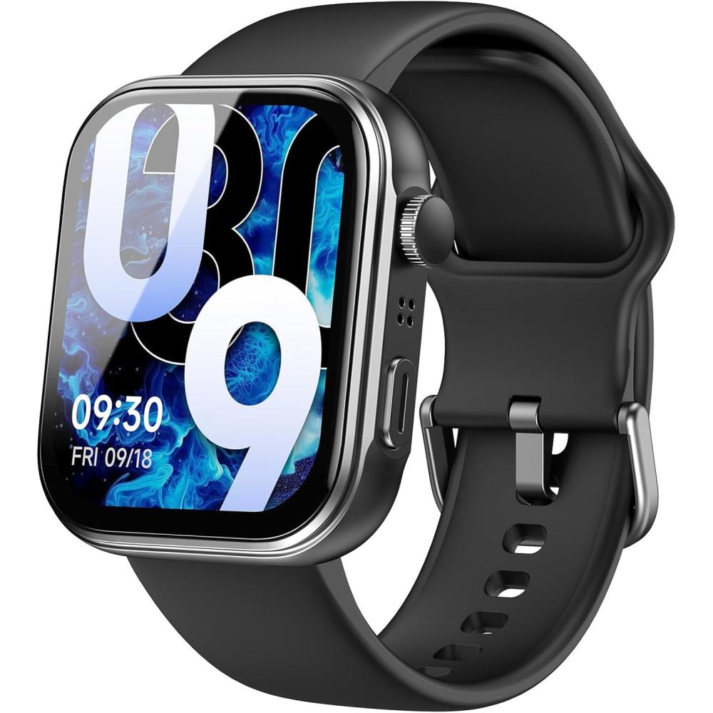 imageTOZO AMOLED S6 Smart Watch 185quot UltraClear Screen Dynamic Faces Bluetooth Call 100 Sports Modes Fitness Activity Tracker with Sleep Monitor IP68 Waterproof Black