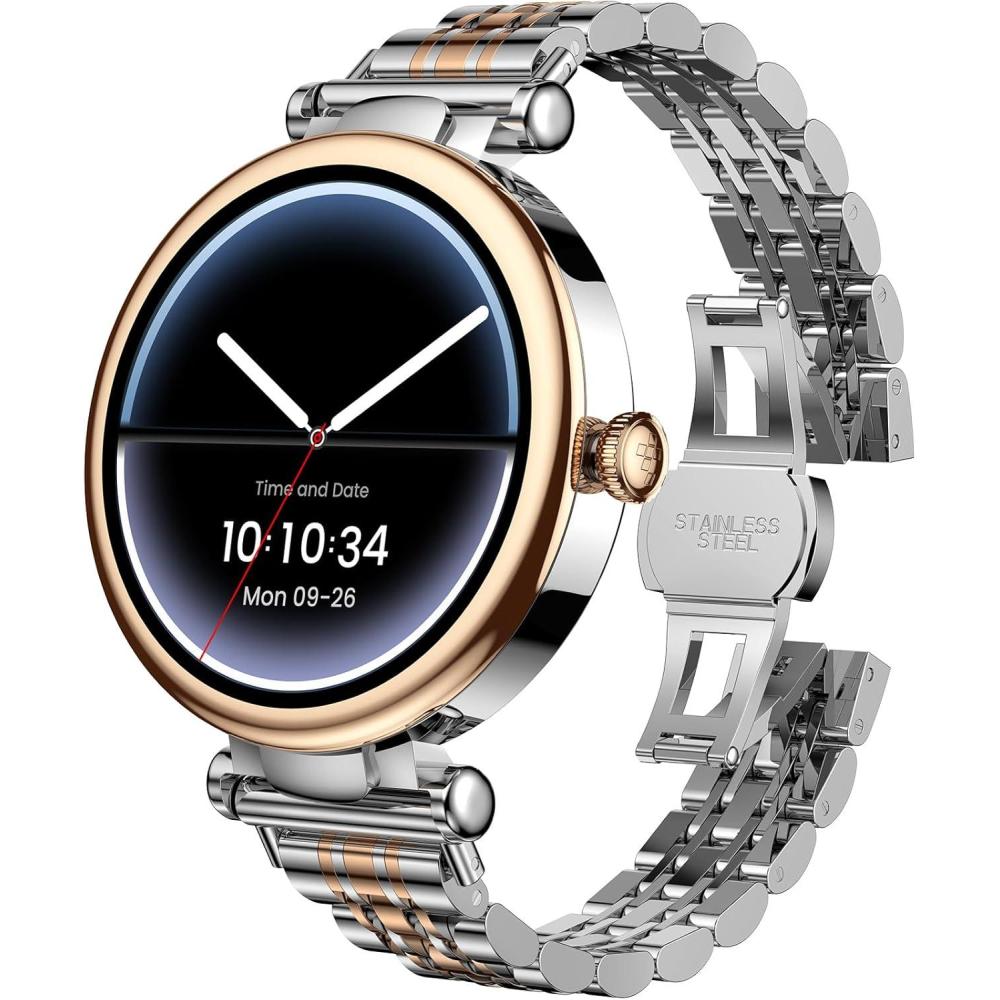 imageTOZO S8 AMOLED Smart Watch for Women 132quot HD Color Screen Health Tracker Ladies Watch with Sleep Monitor Stress Analysis 100 Sports Modes Waterproof Bluetooth Calls ampamp Text Leisure Sport TravelSilver Metal Strap