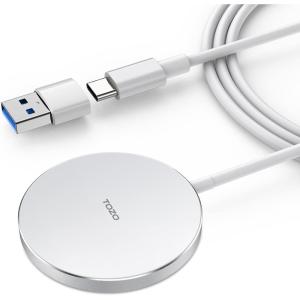 TOZO 2025 Upgraded W6 Wireless Magnetic Charger, 15W Max Fast Wireless Charging Pad Compatible with iPhone 16/16 Plus/16 Pro Max /15/14/13/SE/12 Series, Samsung Galaxy S24/S23/S22 Series(Bright White)