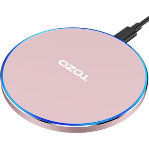 TOZO 2025 W1 New Anti-Slip Wireless Charger 15W Max Fast Wireless Charging Pad Compatible with iPhone 17/16/16 Plus/16 Pro Max /15/14/13/SE Series, Samsung Galaxy S25/S24/S23 Series, Blue(Pink)