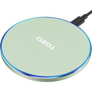 TOZO 2025 W1 New Anti-Slip Wireless Charger 15W Max Fast Wireless Charging Pad Compatible with iPhone 17/16/16 Plus/16 Pro Max /15/14/13/SE Series, Samsung Galaxy S25/S24/S23 Series, Blue(Matte Green)
