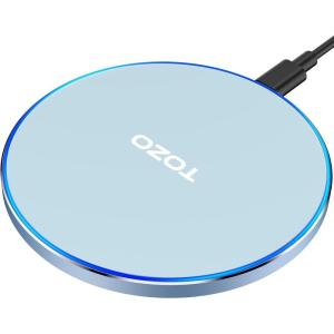 TOZO 2025 W1 New Anti-Slip Wireless Charger 15W Max Fast Wireless Charging Pad Compatible with iPhone 17/16/16 Plus/16 Pro Max /15/14/13/SE Series, Samsung Galaxy S25/S24/S23 Series, Blue(Blue)