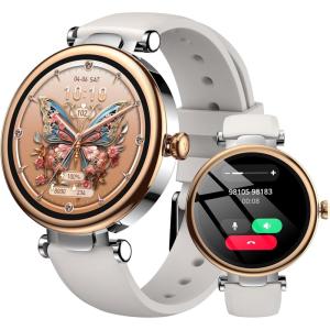 TOZO S8 AMOLED Smart Watch for Women, 1.32″ HD Color Screen, Health Tracker Ladies Watch with Sleep Monitor Stress Analysis 100+ Sports Modes Waterproof, Bluetooth Calls & Text, Leisure Sport Travel(Silver Silicone Strap)