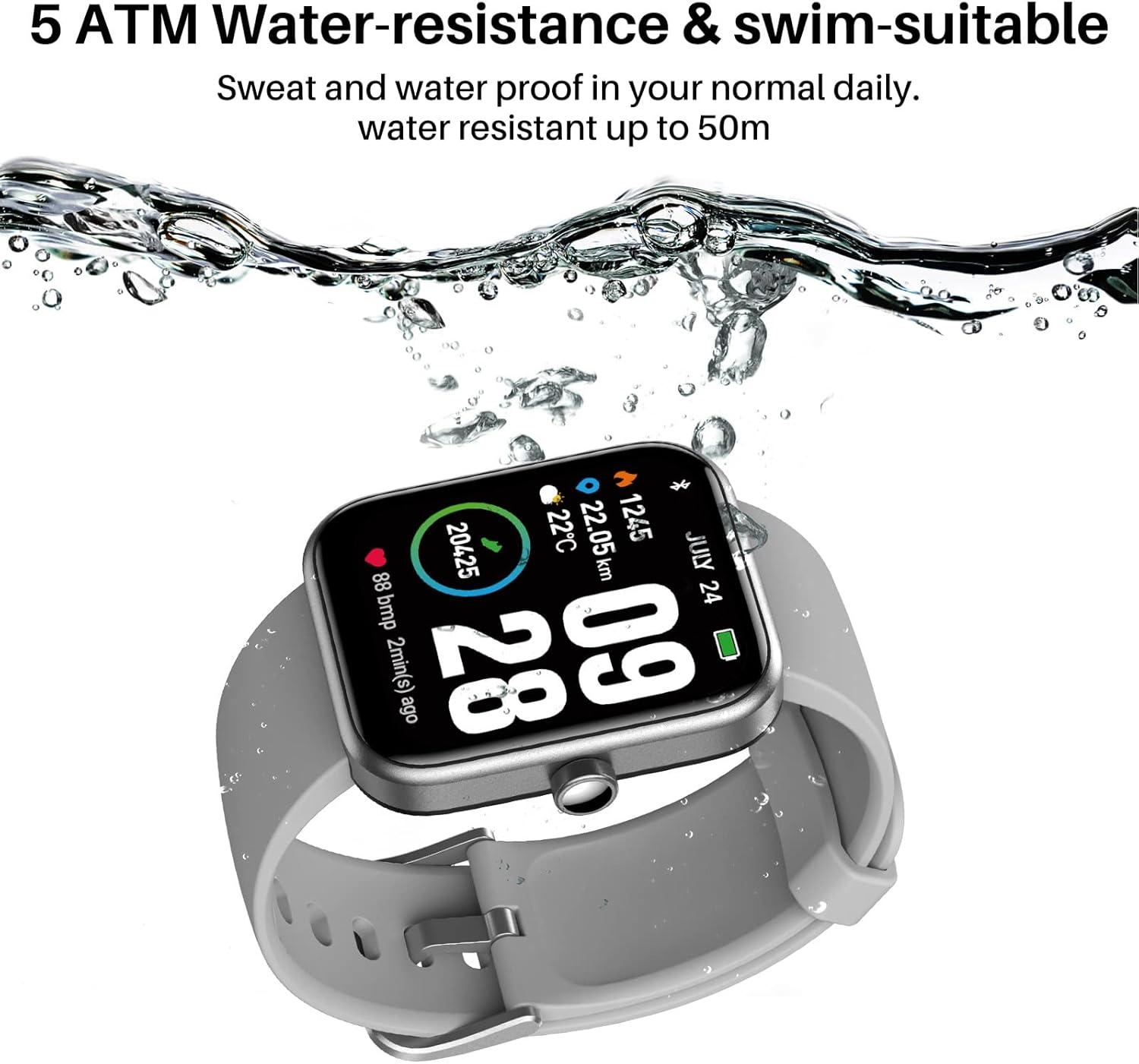 imageTOZO S2 44mm Smart Watch Alexa Builtin Fitness Tracker with Heart Rate and Blood Oxygen Monitor Sleep Monitor 5ATM Waterproof HD Touchscreen for Men Women Compatible with iPhone ampamp Android Space Gray