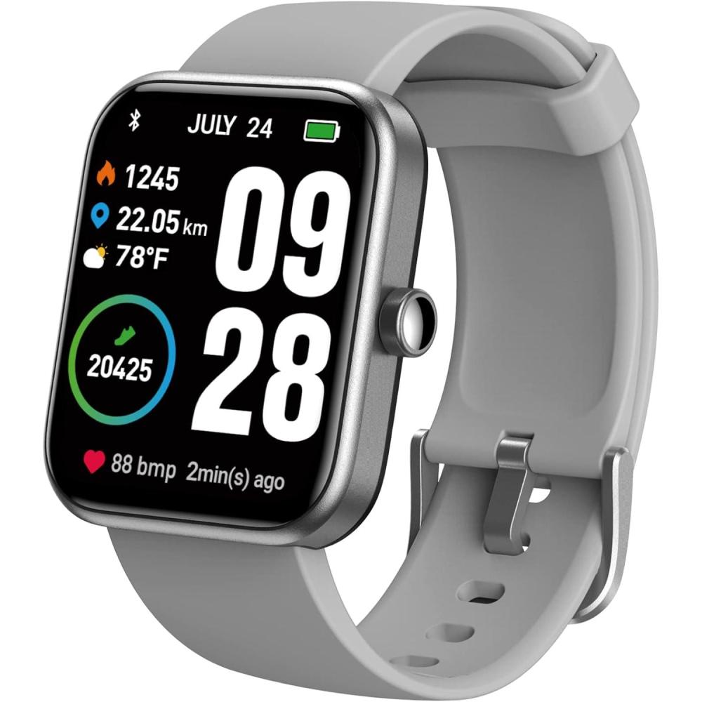 imageTOZO S2 44mm Smart Watch Alexa Builtin Fitness Tracker with Heart Rate and Blood Oxygen Monitor Sleep Monitor 5ATM Waterproof HD Touchscreen for Men Women Compatible with iPhone ampamp Android Space Gray