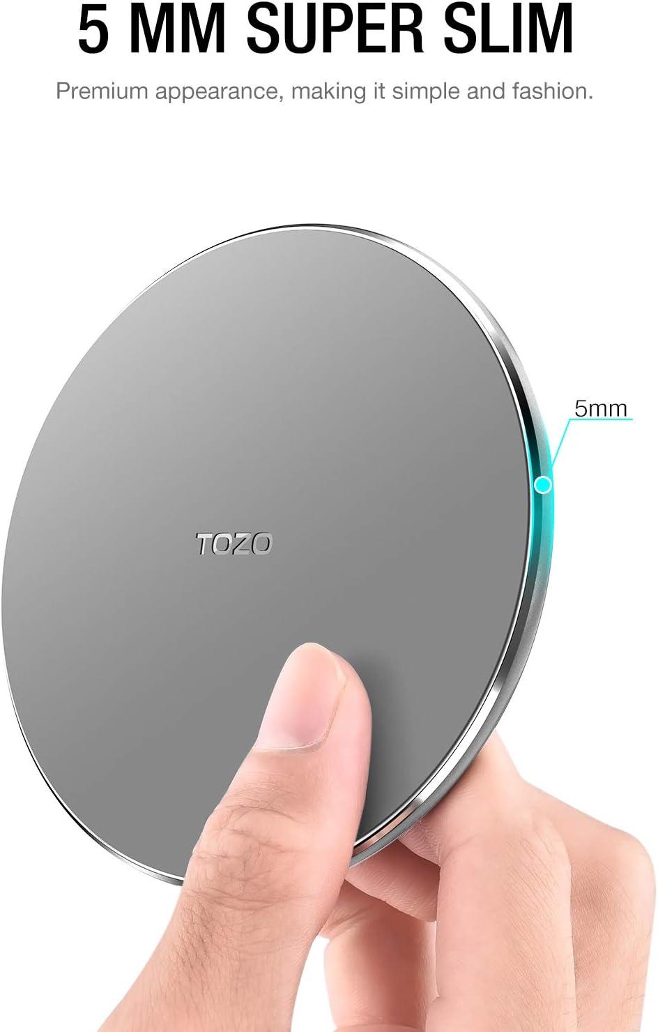 imageTOZO W1 Wireless Charger 10W QiCertified Charging Pad with Aviation Aluminum Computer Numerical Control Technology Compatible with iPhone 1616 Plus16 Pro Max15 14 13 12 and Samsung Galaxy SeriesGray