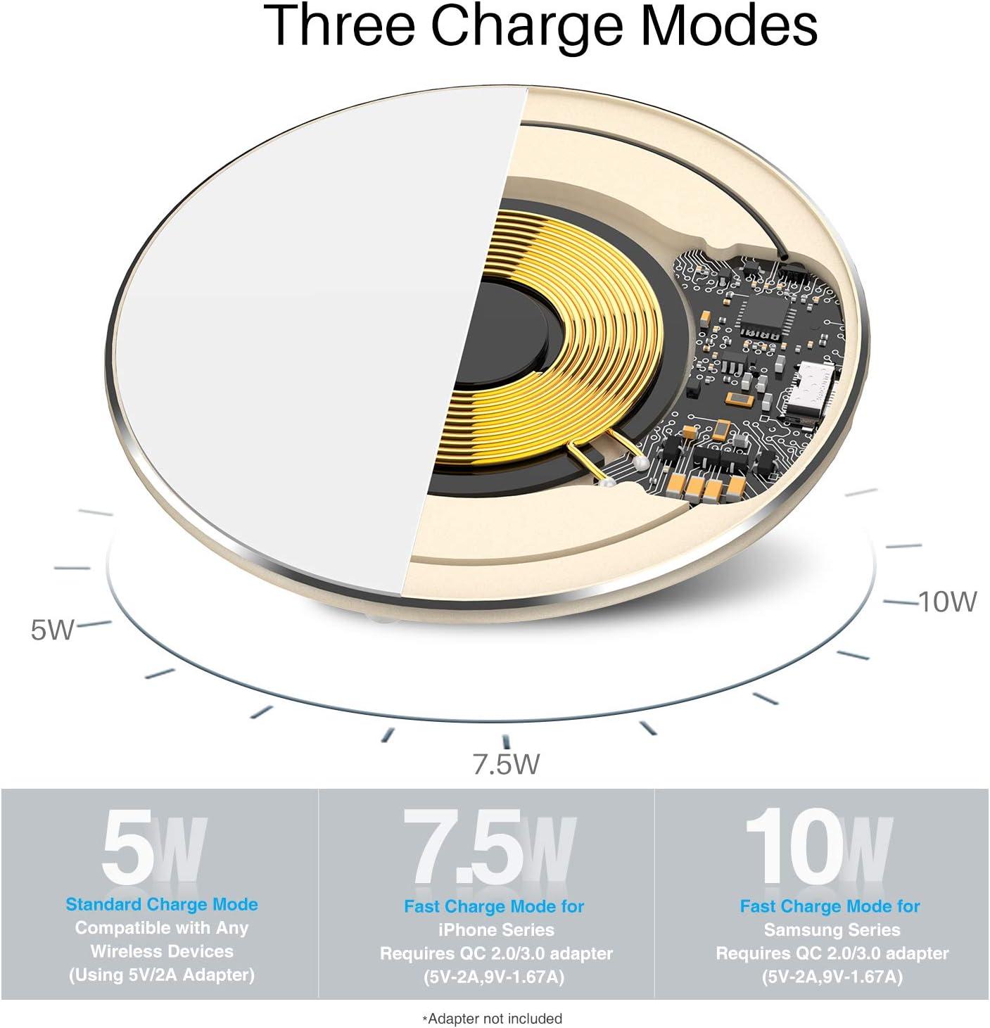 imageTOZO W1 Wireless Charger 10W QiCertified Charging Pad with Aviation Aluminum Computer Numerical Control Technology Compatible with iPhone 1616 Plus16 Pro Max15 14 13 12 and Samsung Galaxy SeriesGold
