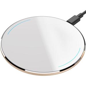 TOZO W1 Wireless Charger, 10W Qi-Certified Charging Pad with Aviation Aluminum Computer Numerical Control Technology Compatible with iPhone 16/16 Plus/16 Pro Max/15 14 13 12 and Samsung Galaxy Series(Yellow)