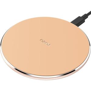 TOZO W1 Wireless Charger, 10W Qi-Certified Charging Pad with Aviation Aluminum Computer Numerical Control Technology Compatible with iPhone 16/16 Plus/16 Pro Max/15 14 13 12 and Samsung Galaxy Series(Champagne)