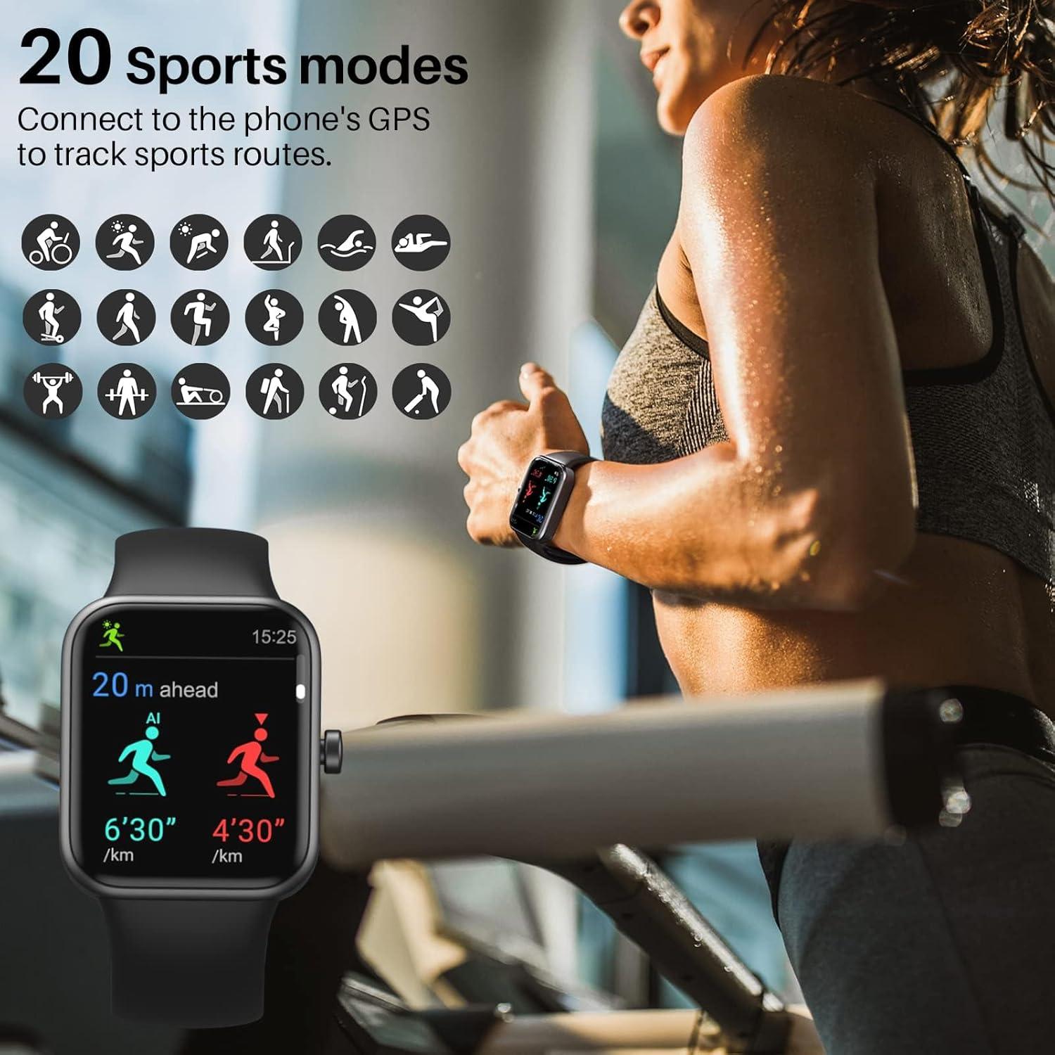 imageTOZO AMOLED S5 Smart Watch AnswerMake Calls 143quot HD Screen for Men Women 100 Sport Modes Fitness Watchs with Sleep Monitor IP68 Waterproof Stainless Steel BandMatter Black