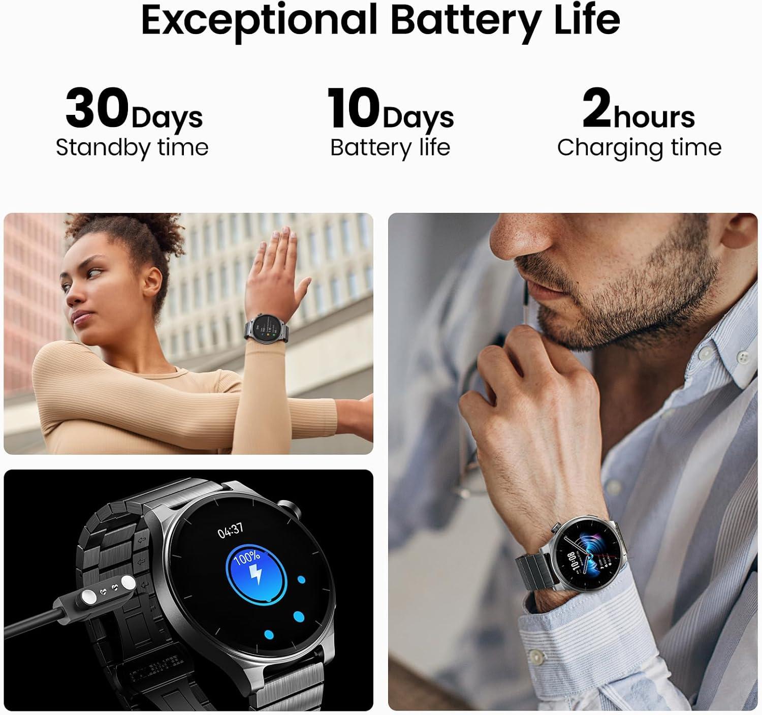 imageTOZO AMOLED S5 Smart Watch AnswerMake Calls 143quot HD Screen for Men Women 100 Sport Modes Fitness Watchs with Sleep Monitor IP68 Waterproof Stainless Steel BandSpace Gray