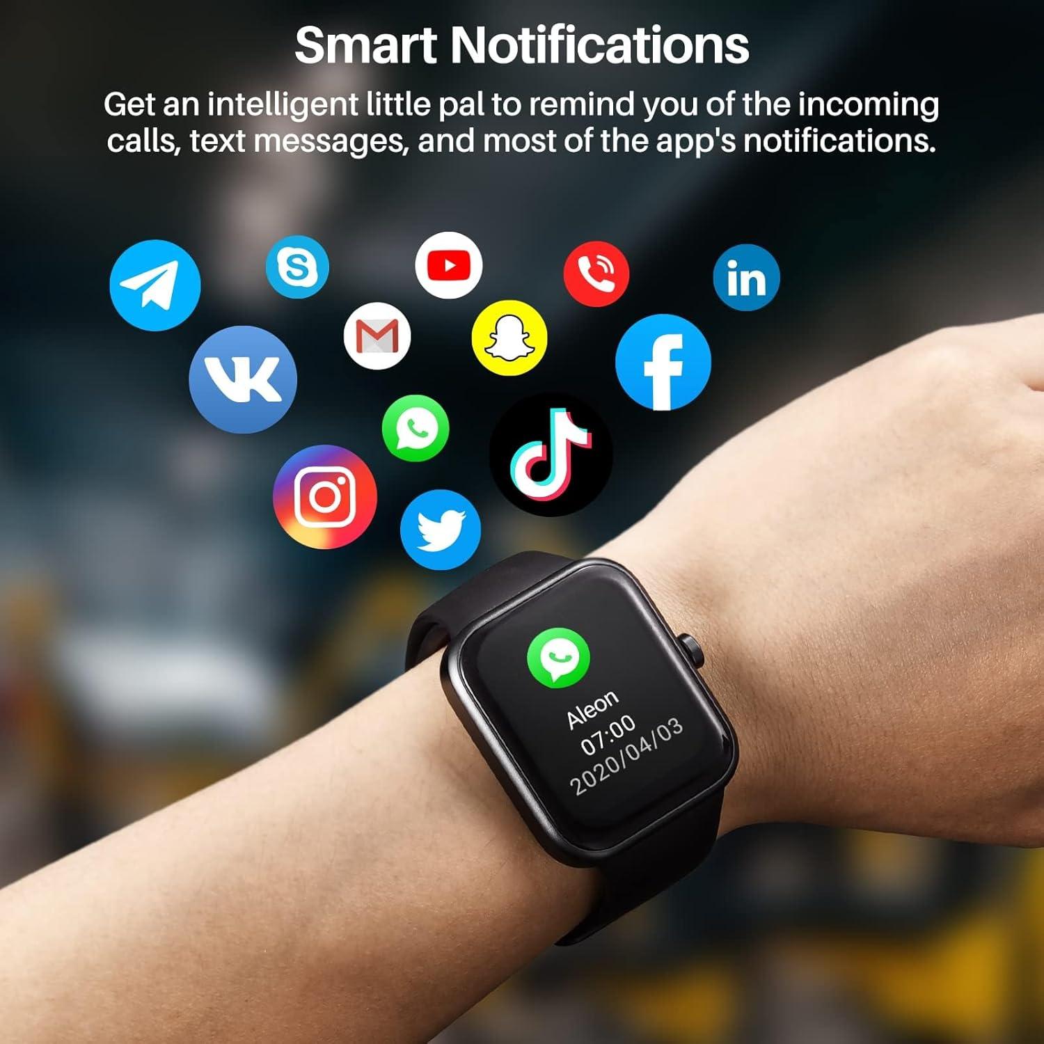 imageTOZO AMOLED S5 Smart Watch AnswerMake Calls 143quot HD Screen for Men Women 100 Sport Modes Fitness Watchs with Sleep Monitor IP68 Waterproof Stainless Steel BandMatter Black
