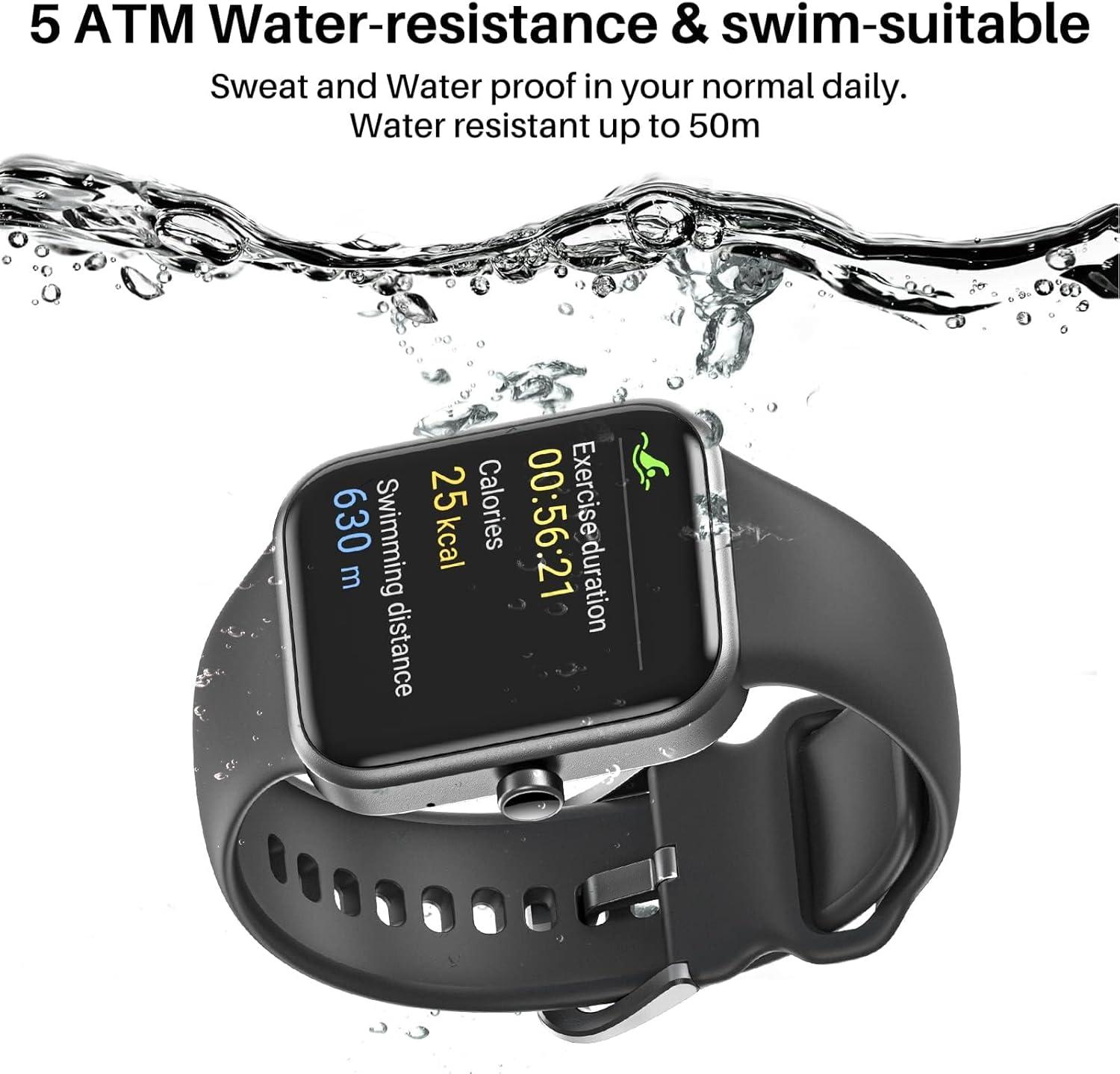imageTOZO AMOLED S5 Smart Watch AnswerMake Calls 143quot HD Screen for Men Women 100 Sport Modes Fitness Watchs with Sleep Monitor IP68 Waterproof Stainless Steel BandMatter Black