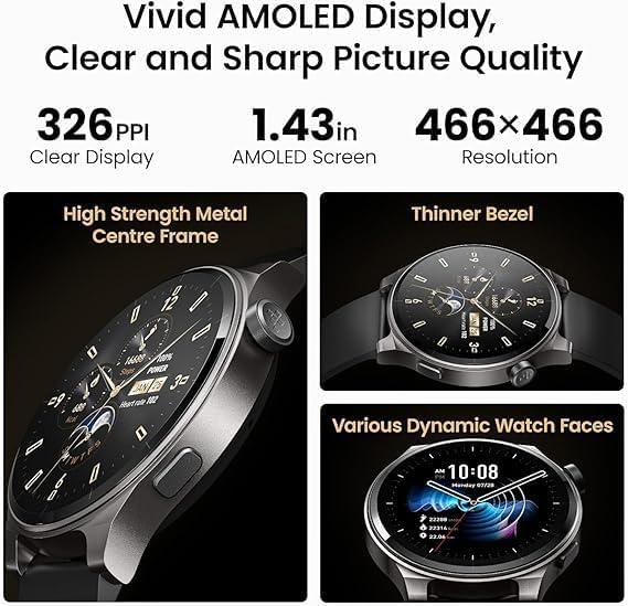 imageTOZO AMOLED S5 Smart Watch AnswerMake Calls 143quot HD Screen for Men Women 100 Sport Modes Fitness Watchs with Sleep Monitor IP68 Waterproof Stainless Steel BandBlack