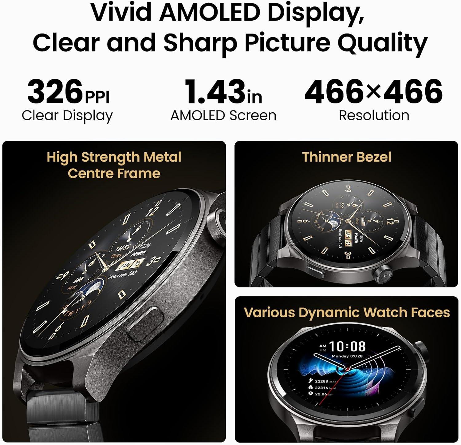 imageTOZO AMOLED S5 Smart Watch AnswerMake Calls 143quot HD Screen for Men Women 100 Sport Modes Fitness Watchs with Sleep Monitor IP68 Waterproof Stainless Steel BandSpace Gray