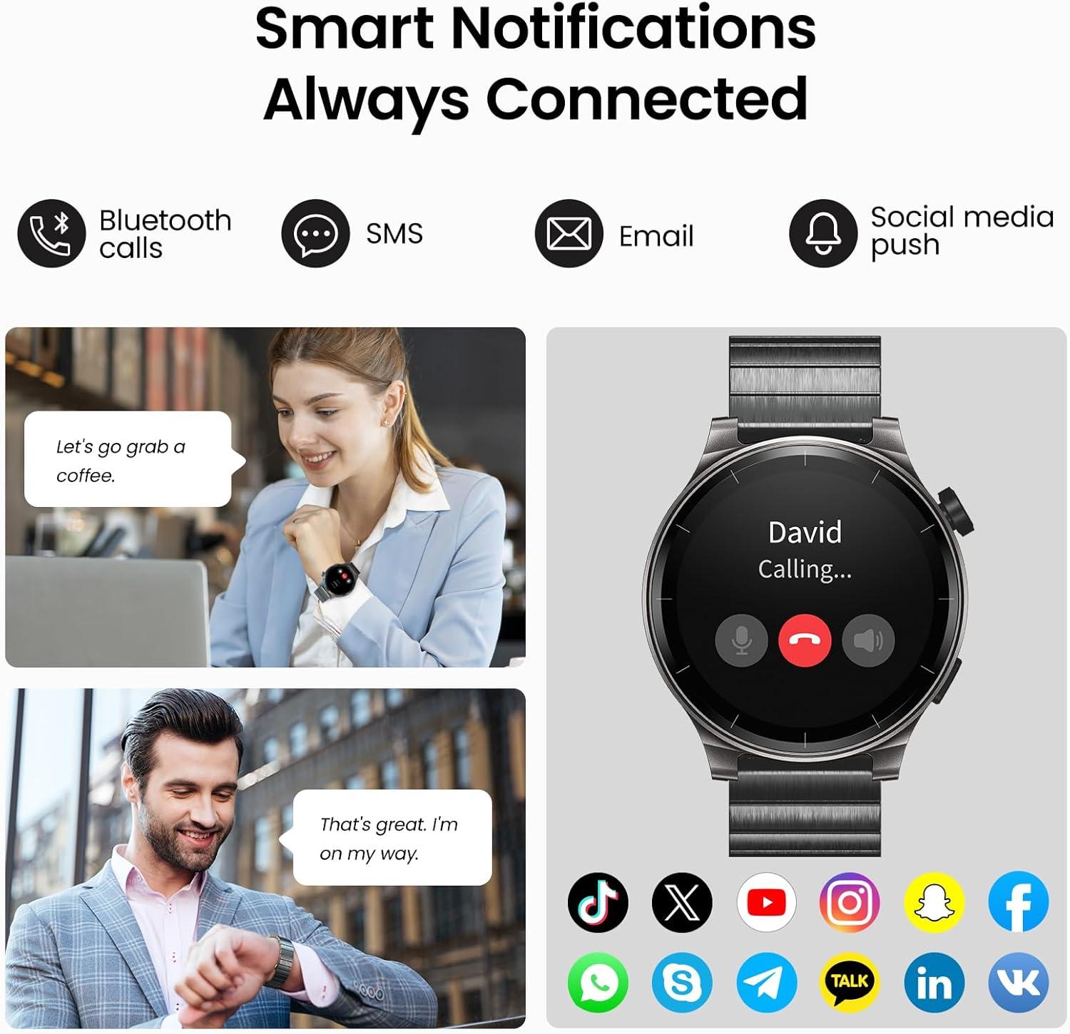 imageTOZO AMOLED S5 Smart Watch AnswerMake Calls 143quot HD Screen for Men Women 100 Sport Modes Fitness Watchs with Sleep Monitor IP68 Waterproof Stainless Steel BandSpace Gray