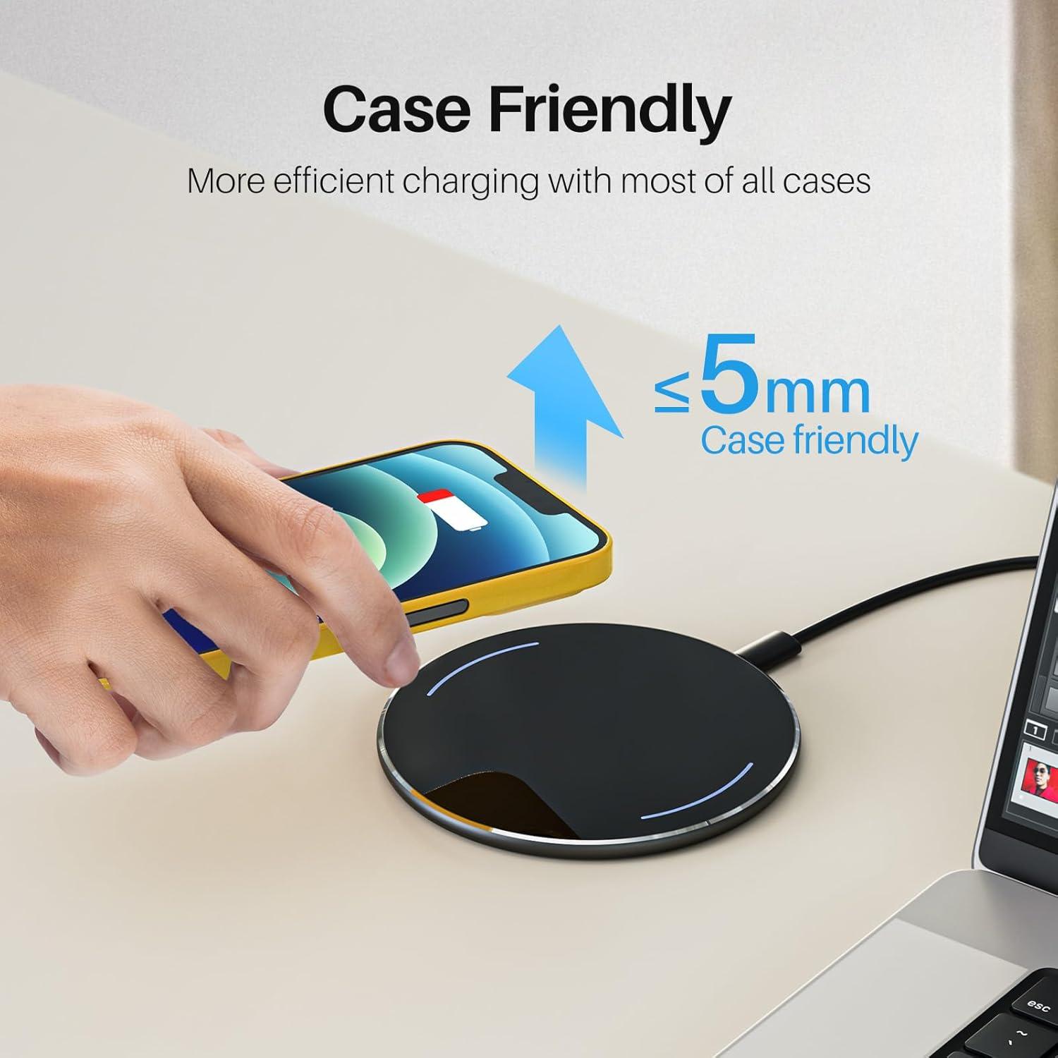imageTOZO W1 Wireless Charger 10W QiCertified Charging Pad with Aviation Aluminum Computer Numerical Control Technology Compatible with iPhone 1616 Plus16 Pro Max15 14 13 12 and Samsung Galaxy Series