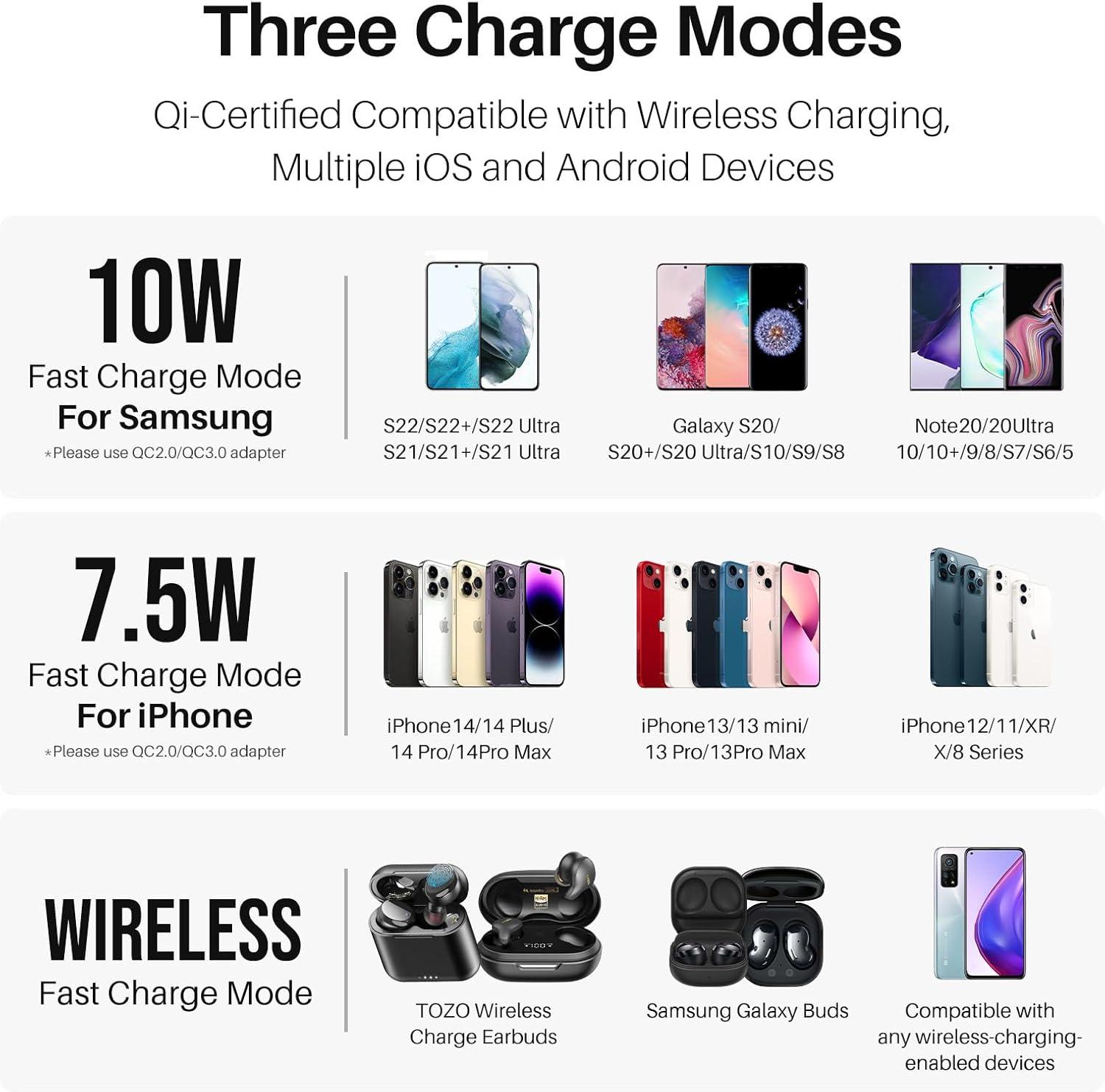imageTOZO W1 Wireless Charger 10W QiCertified Charging Pad with Aviation Aluminum Computer Numerical Control Technology Compatible with iPhone 1616 Plus16 Pro Max15 14 13 12 and Samsung Galaxy Series