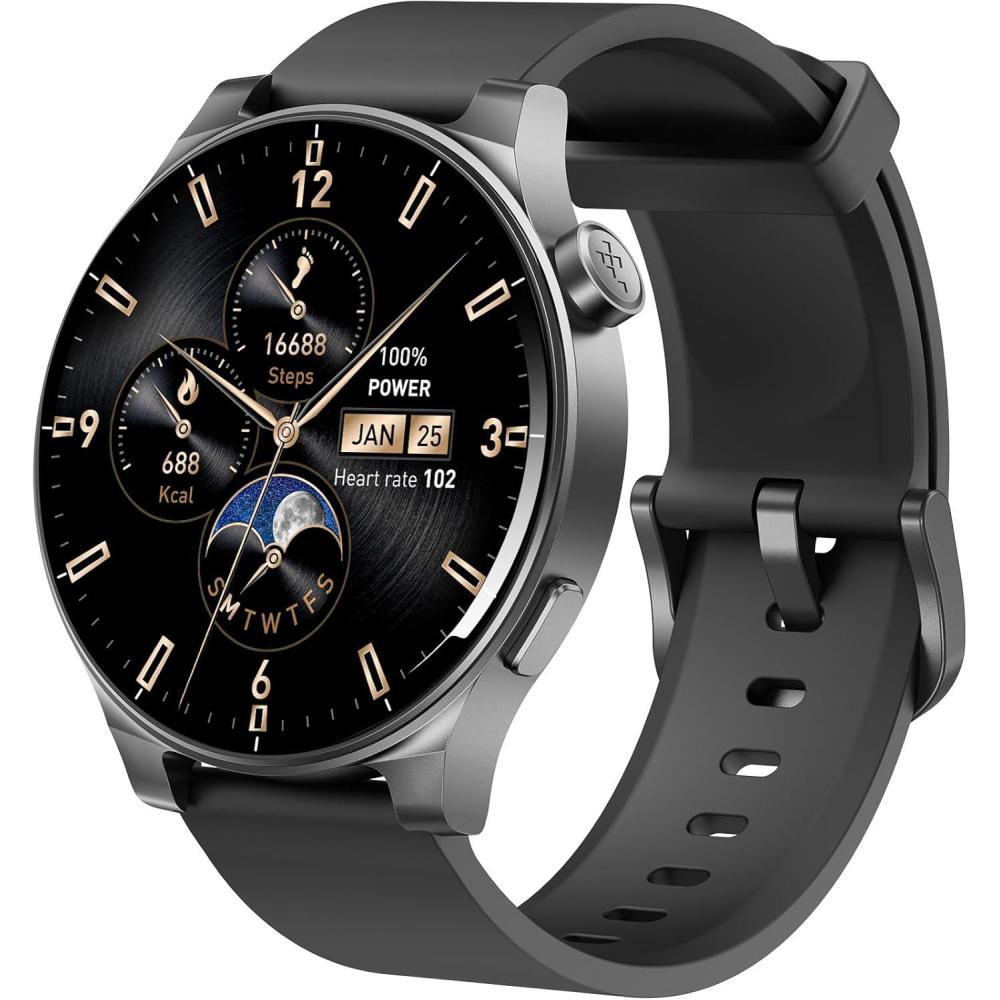 imageTOZO AMOLED S5 Smart Watch AnswerMake Calls 143quot HD Screen for Men Women 100 Sport Modes Fitness Watchs with Sleep Monitor IP68 Waterproof Stainless Steel BandBlack