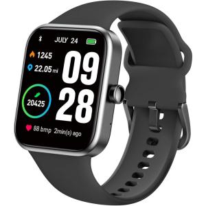 TOZO AMOLED S5 Smart Watch (Answer/Make Calls), 1.43″ HD Screen for Men Women 100+ Sport Modes Fitness Watchs with Sleep Monitor, IP68 Waterproof, Stainless Steel Band(Matter Black)