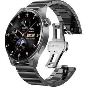 TOZO AMOLED S5 Smart Watch (Answer/Make Calls), 1.43″ HD Screen for Men Women 100+ Sport Modes Fitness Watchs with Sleep Monitor, IP68 Waterproof, Stainless Steel Band(Space Gray)