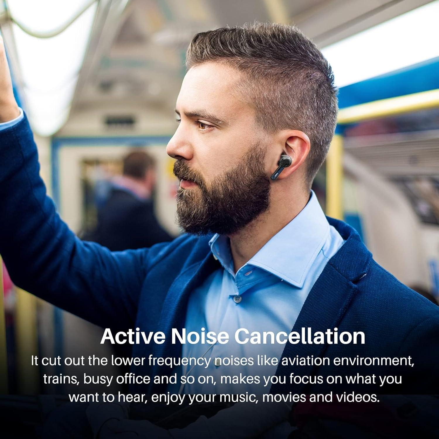 imageTOZO NC2 Hybrid Active Noise Cancelling Wireless Earbuds inEar Detection Headphones IPX6 Waterproof Bluetooth 53 Stereo Earphones Immersive Sound Premium Deep Bass Headset Matte BlackMatte Black