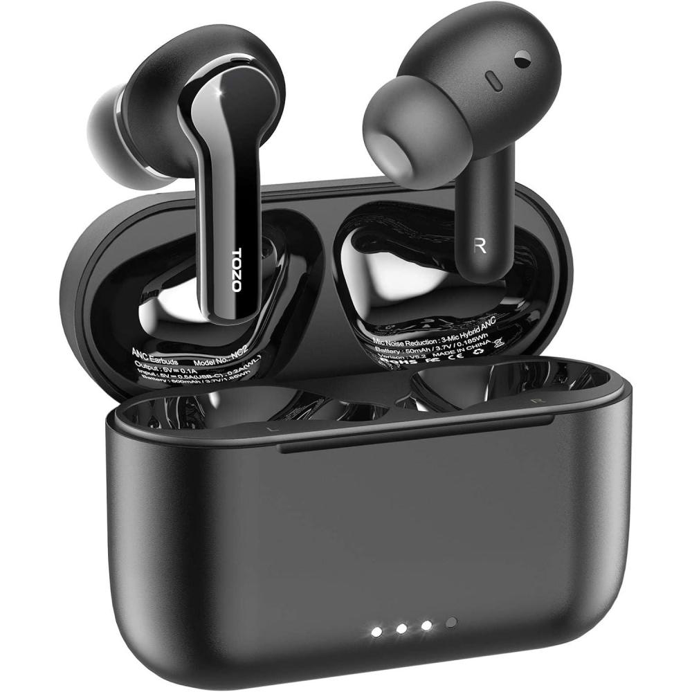 imageTOZO NC2 Hybrid Active Noise Cancelling Wireless Earbuds inEar Detection Headphones IPX6 Waterproof Bluetooth 53 Stereo Earphones Immersive Sound Premium Deep Bass Headset Matte BlackMatte Black