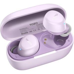 TOZO A1 Wireless Earbuds Bluetooth 5.3 Light Weight in Ear IPX5 Waterproof Headphones 2 Mic for AI Calls, Immersive Premium Sound Bass Headset with Charging Case, 32 Presets EQ Customization via App(Light Purple)