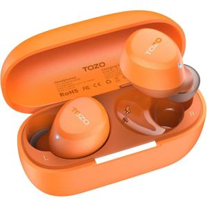TOZO A1 Wireless Earbuds Bluetooth 5.3 Light Weight in Ear IPX5 Waterproof Headphones 2 Mic for AI Calls, Immersive Premium Sound Bass Headset with Charging Case, 32 Presets EQ Customization via App(Orange)