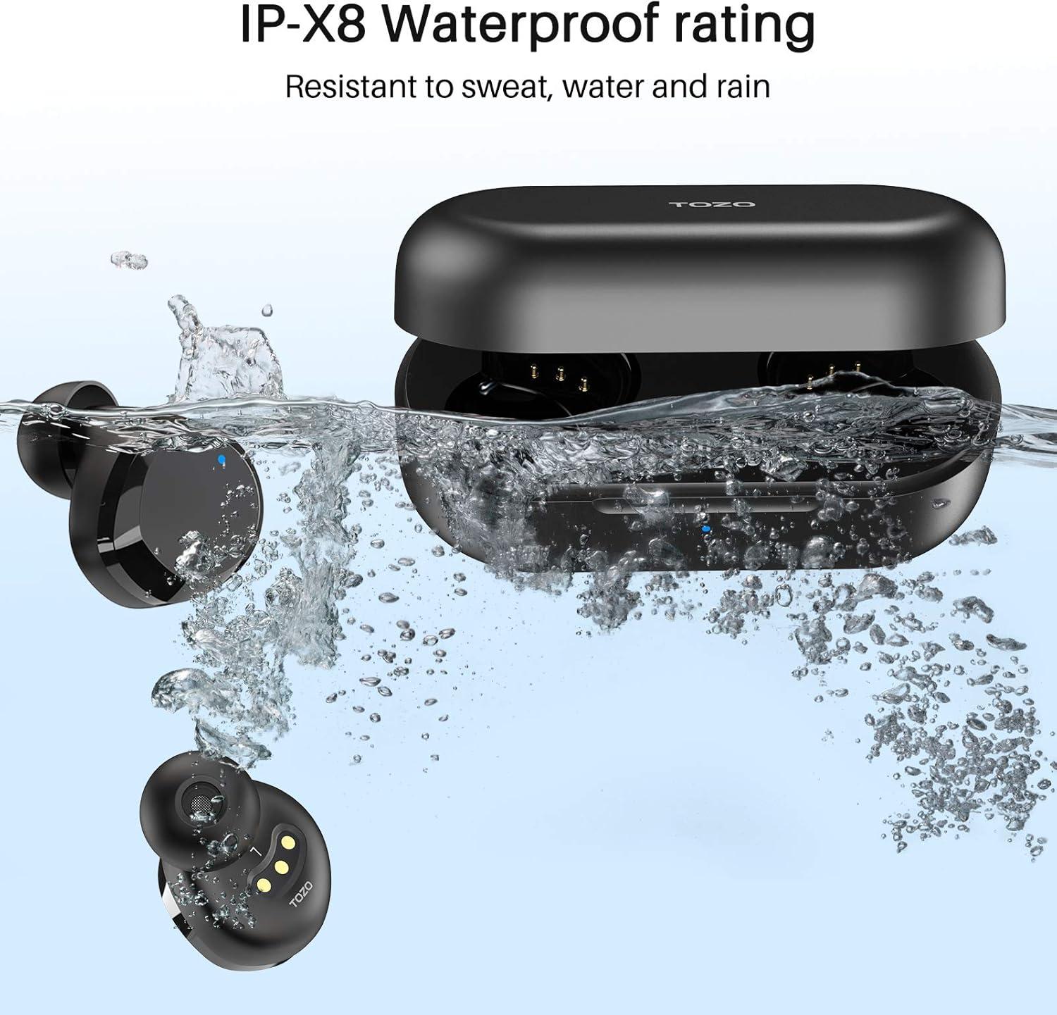 imageTOZO Wireless Earbuds Build in Mic Clear Calls Ergonomic Light Weight Bluetooth 53 in Ear Headphones Waterproof Premium Stereo Sound Ear Buds 30H Playtime with 32 EQs via APPBlack