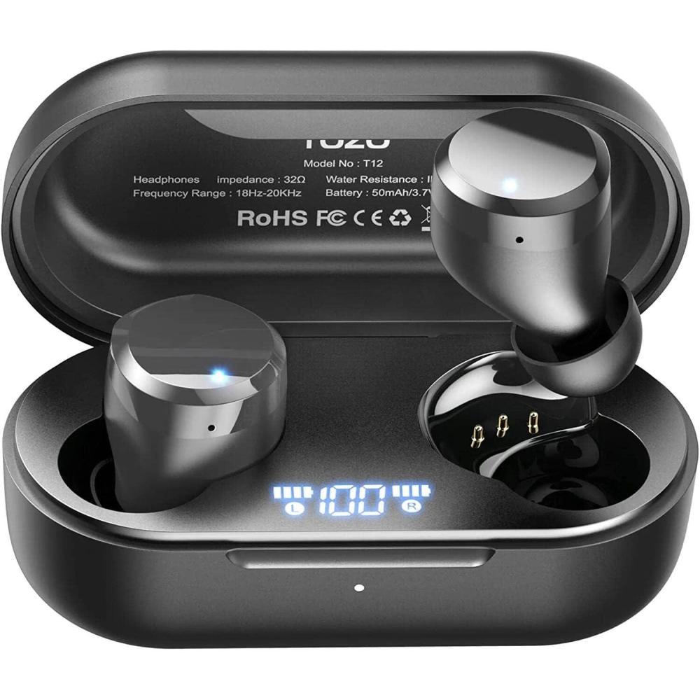 imageTOZO Wireless Earbuds Build in Mic Clear Calls Ergonomic Light Weight Bluetooth 53 in Ear Headphones Waterproof Premium Stereo Sound Ear Buds 30H Playtime with 32 EQs via APPBlack