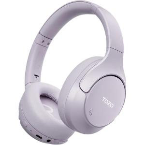 TOZO HT3 Hybrid Noise Cancelling Headphones, 90H Playtime Wireless Over Ear Bluetooth Headset, Spatial Audio AI Chat with 5 Mics, Supports Dual Connection and USB-C Input, with 32 EQ Music Modes(Light Purple)