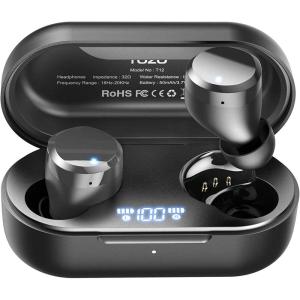 TOZO Wireless Earbuds Build in Mic Clear Calls Ergonomic Light Weight Bluetooth 5.3 in Ear Headphones Waterproof Premium Stereo Sound Ear Buds 30H Playtime with 32 EQs via APP(Black)