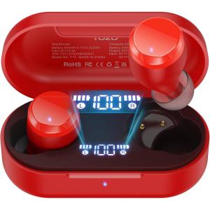 TOZO Wireless Earbuds Build in Mic Clear Calls Ergonomic Light Weight Bluetooth 5.3 in Ear Headphones Waterproof Premium Stereo Sound Ear Buds 30H Playtime with 32 EQs via APP(Dark Red)