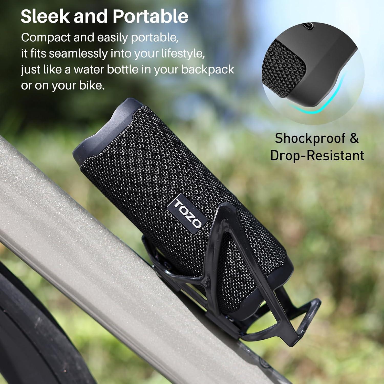 imageTOZO PA2 Bluetooth Speaker with Dual Drivers amp Dual Bass Diaphragms Deep Bass Loud Stereo Sound 25H Playtime Custom EQ App Portable Wireless Speaker for Home Outdoors Travel BlackBlack