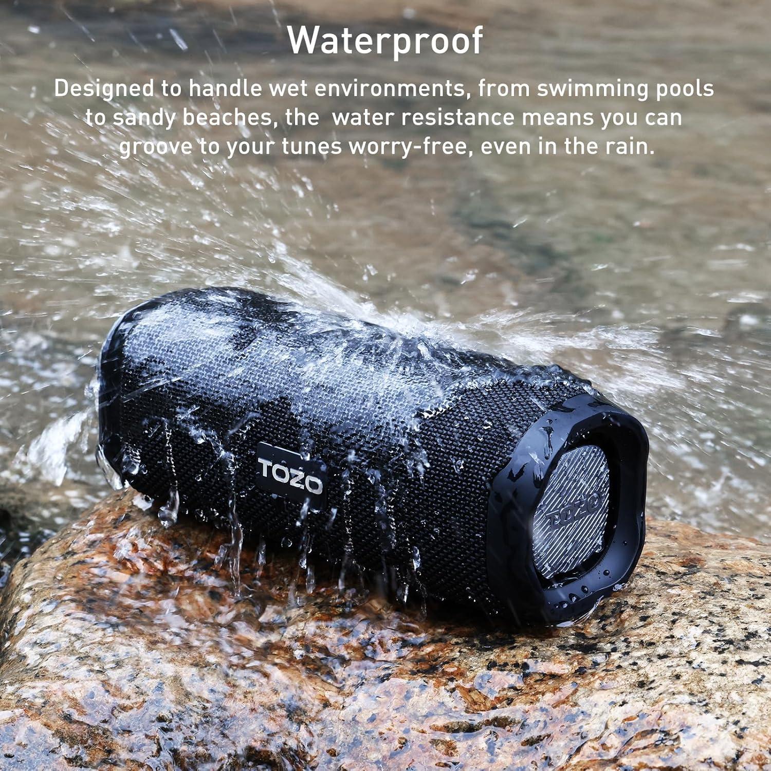 imageTOZO PA2 Bluetooth Speaker with Dual Drivers amp Dual Bass Diaphragms Deep Bass Loud Stereo Sound 25H Playtime Custom EQ App Portable Wireless Speaker for Home Outdoors Travel BlackBlack