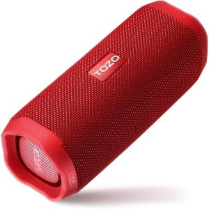 TOZO PA2 Bluetooth Speaker with Dual Drivers & Dual Bass Diaphragms, Deep Bass Loud Stereo Sound, 25H Playtime, Custom EQ App Portable Wireless Speaker for Home Outdoors Travel Black(Red)