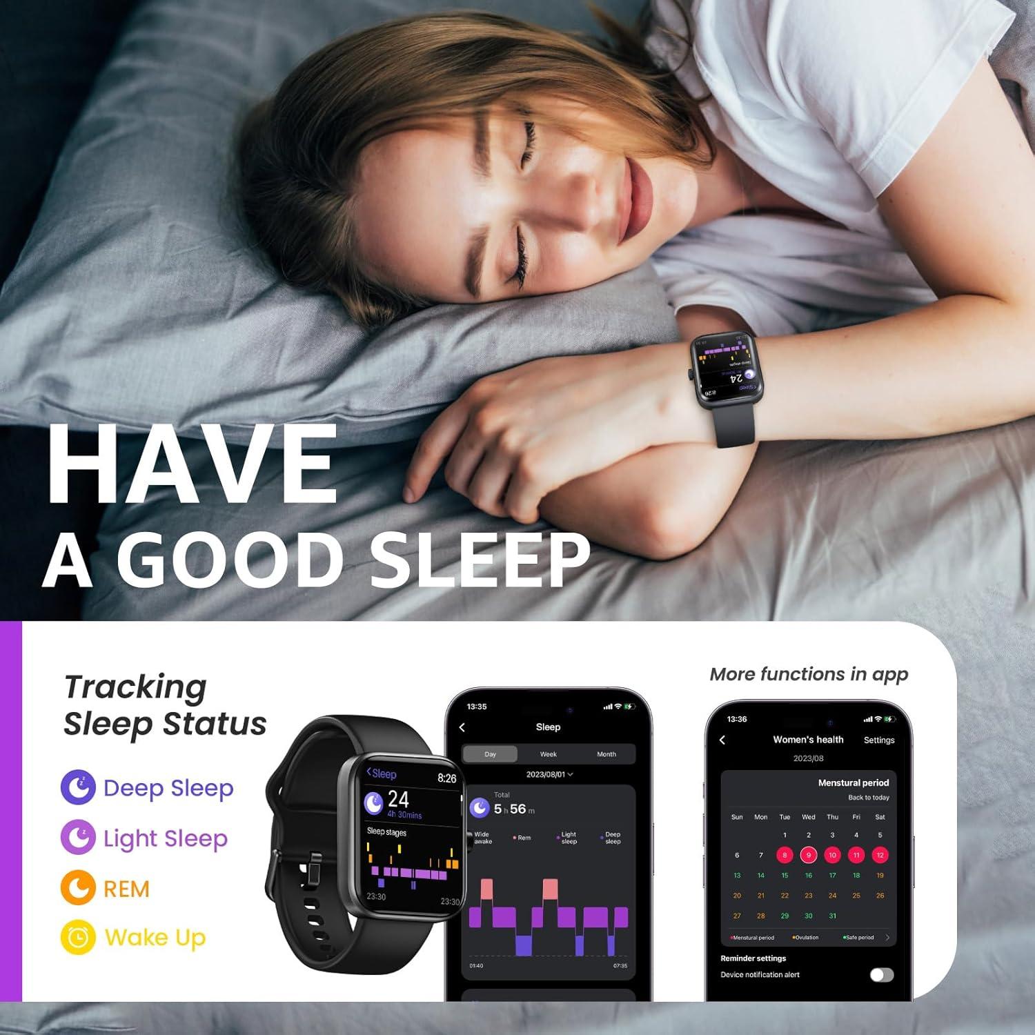 imageTOZO S3 Smart Watch for Men amp Women 183 HD Touchscreen Bluetooth Calling Sleep amp Activity Tracking IP68 Waterproof 10Day Battery Life Compatible with iOS amp AndroidMatte Black