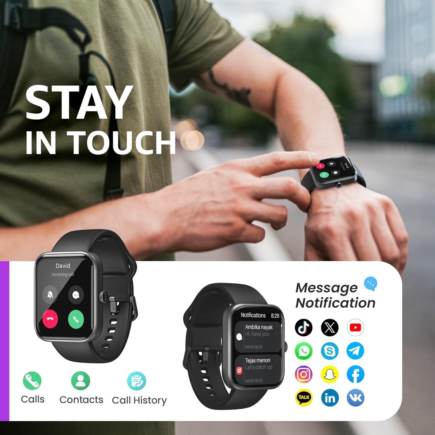 imageTOZO S3 Smart Watch for Men amp Women 183 HD Touchscreen Bluetooth Calling Sleep amp Activity Tracking IP68 Waterproof 10Day Battery Life Compatible with iOS amp AndroidMatte Black
