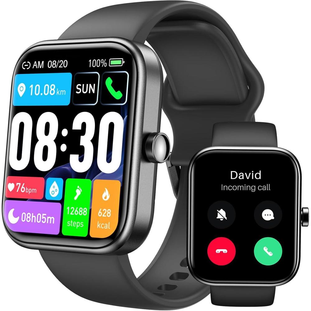 imageTOZO S3 Smart Watch for Men amp Women 183 HD Touchscreen Bluetooth Calling Sleep amp Activity Tracking IP68 Waterproof 10Day Battery Life Compatible with iOS amp AndroidMatte Black