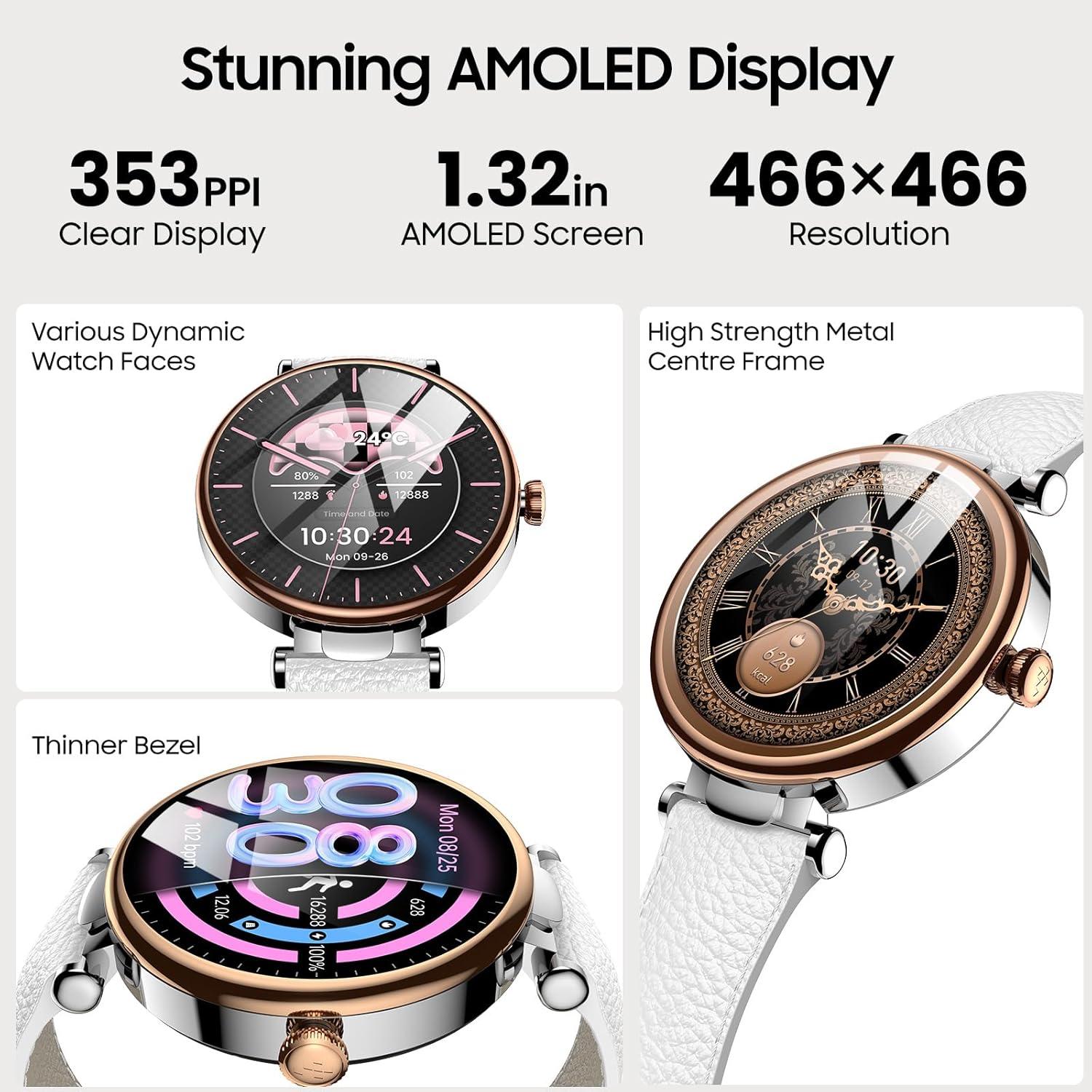 imageTOZO S8 AMOLED Smart Watch for Women Men Fitness Tracker with Bluetooth Calling amp Notifications 3ATM Waterproof Sleep amp Stress Tracking 100 Sports Modes 200 Watch Faces for Android iOSWhite