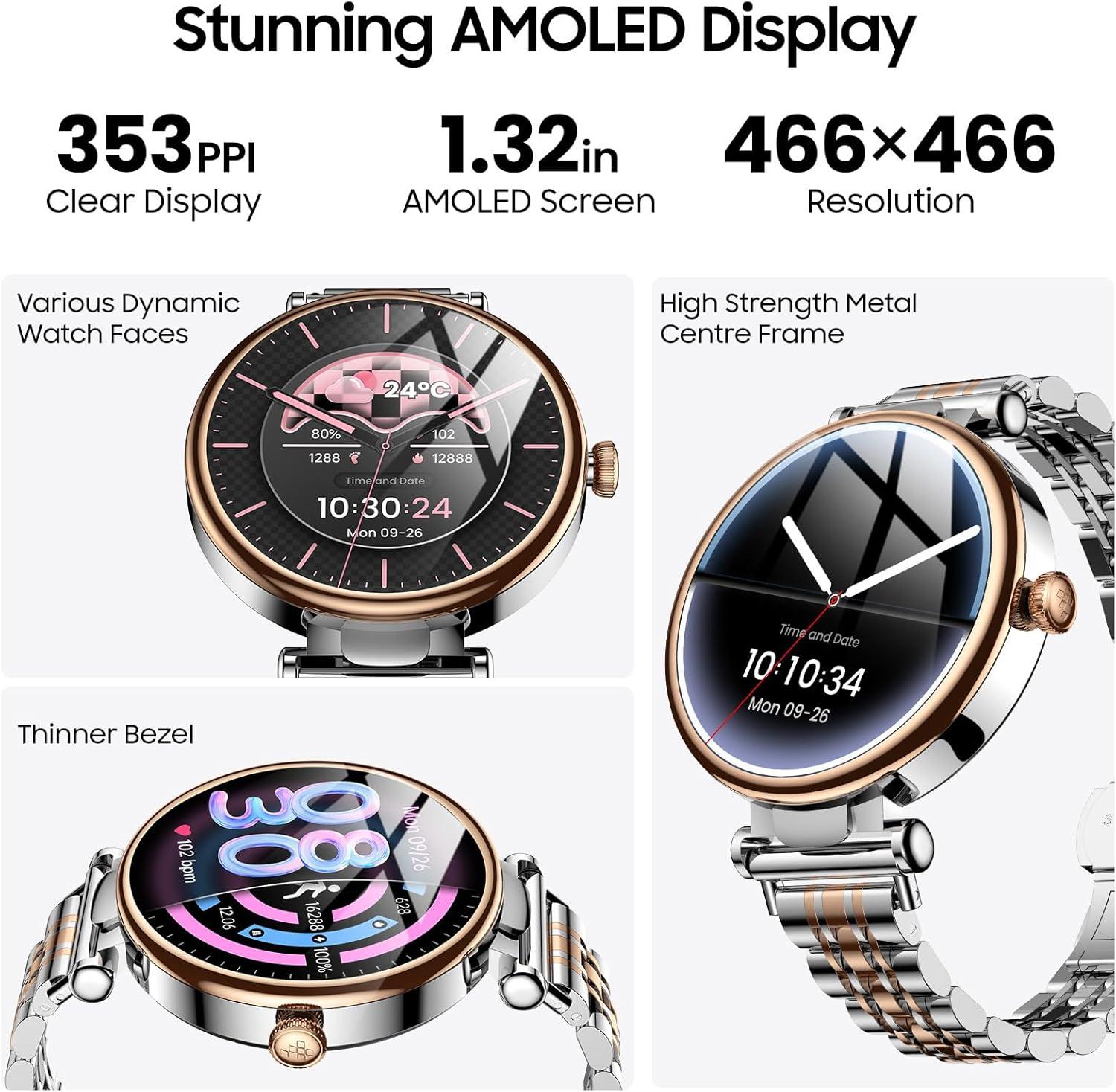 imageTOZO S8 AMOLED Smart Watch for Women Men Fitness Tracker with Bluetooth Calling amp Notifications 3ATM Waterproof Sleep amp Stress Tracking 100 Sports Modes 200 Watch Faces for Android iOSSliver