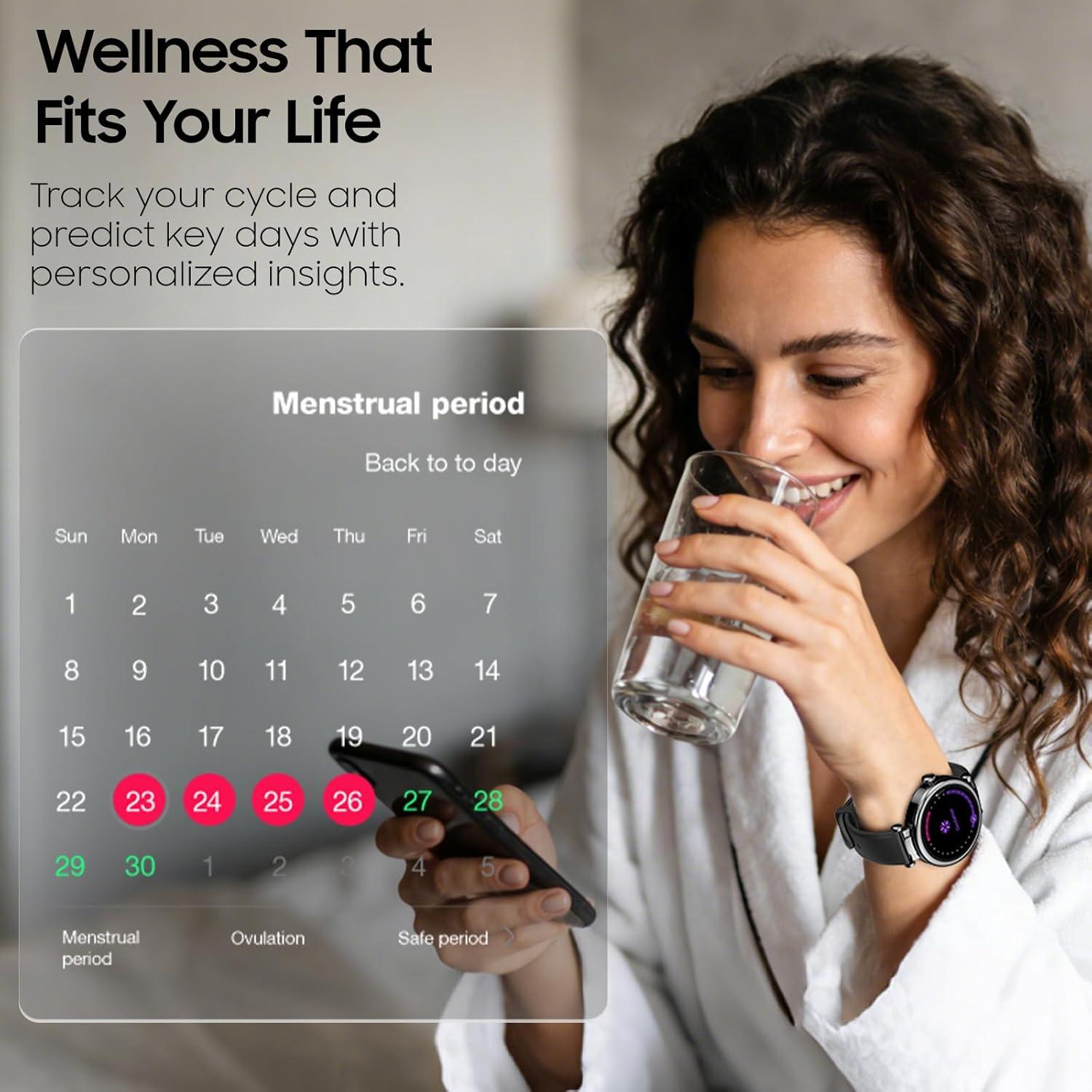imageTOZO S8 AMOLED Smart Watch for Women Men Fitness Tracker with Bluetooth Calling amp Notifications 3ATM Waterproof Sleep amp Stress Tracking 100 Sports Modes 200 Watch Faces for Android iOSBlack