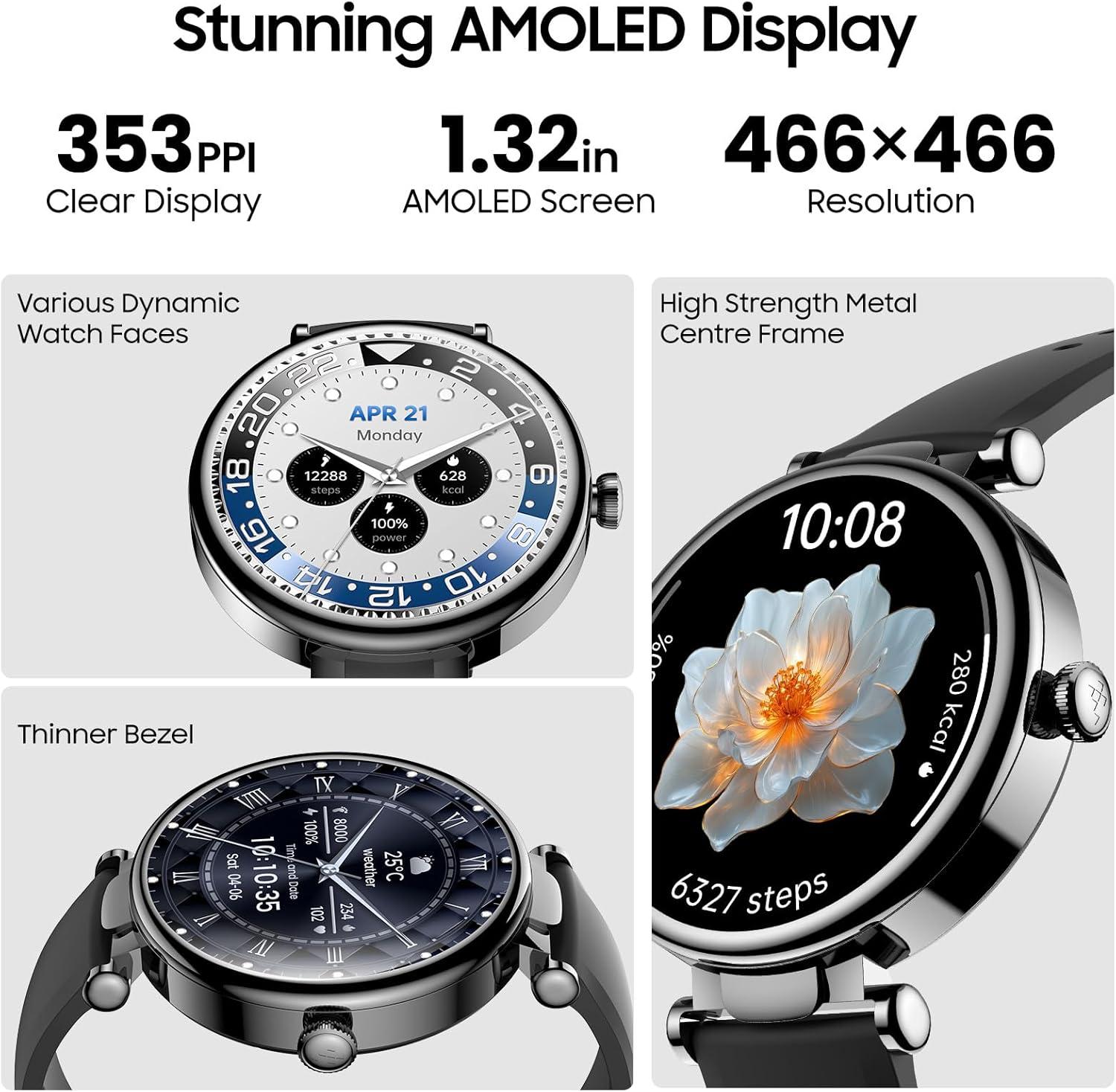 imageTOZO S8 AMOLED Smart Watch for Women Men Fitness Tracker with Bluetooth Calling amp Notifications 3ATM Waterproof Sleep amp Stress Tracking 100 Sports Modes 200 Watch Faces for Android iOSBlack
