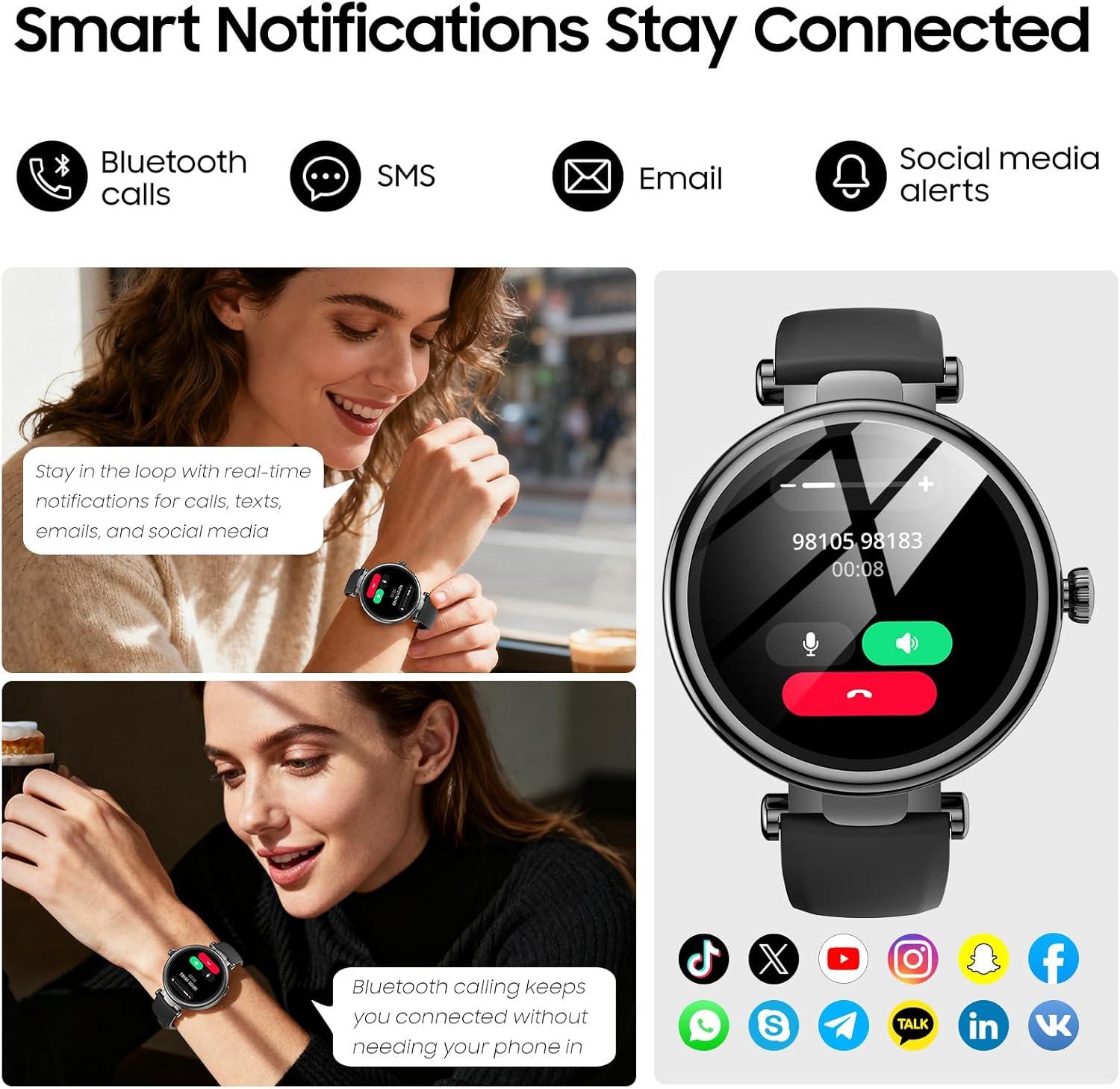imageTOZO S8 AMOLED Smart Watch for Women Men Fitness Tracker with Bluetooth Calling amp Notifications 3ATM Waterproof Sleep amp Stress Tracking 100 Sports Modes 200 Watch Faces for Android iOSBlack
