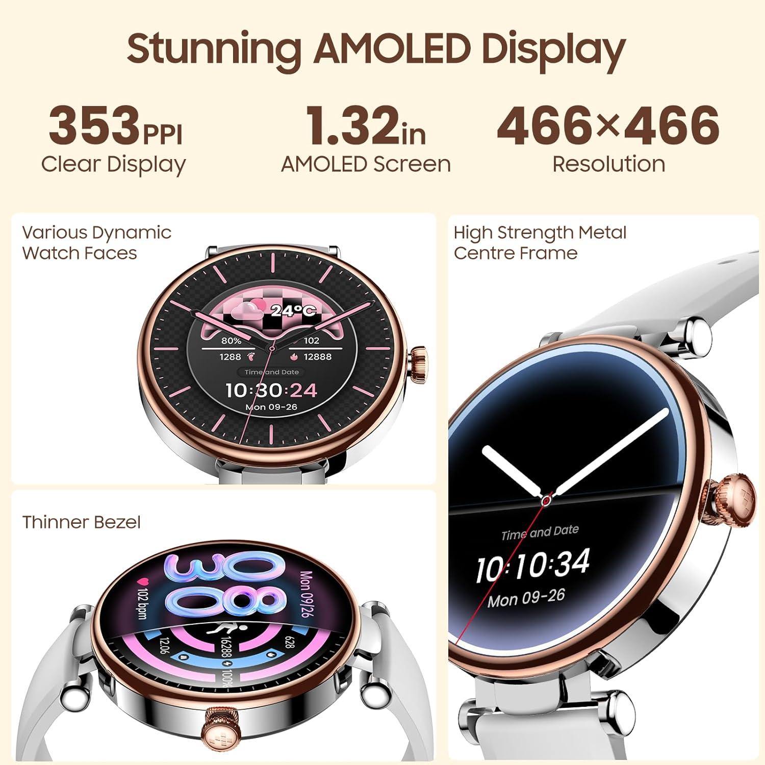 imageTOZO S8 AMOLED Smart Watch for Women Men Fitness Tracker with Bluetooth Calling amp Notifications 3ATM Waterproof Sleep amp Stress Tracking 100 Sports Modes 200 Watch Faces for Android iOSRose Gold
